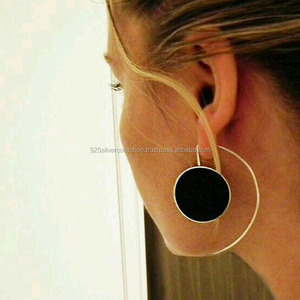High Quality Onyx Gemstone Dangle 925 Silver Gold Plated Long <b>Women</b> Wear <b>Earrings</b> - Product Image 2