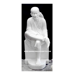 Magnifique statue de Sai Baba en marbre blanc peinte, exclusive, exportateur indien, culte, culture hindoue, fabrication artisanale, haute qualité - Product Image 1