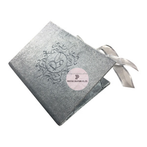 Dossier d'invitation Vintage en velours argenté, monogramme gaufré, pour mariage, pièces - Product Image 1