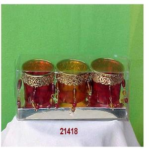 ชุดแก้วและเทียนหอมสำหรับตกแต่งบ้าน3ชิ้นทำจากทองเหลืองสีแดง - Product Image 2
