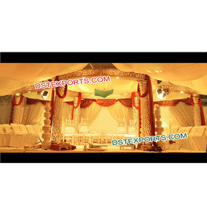 Nuevo Mandap Dorado Tallado Tradicional para Bodas, con Material de Fibra, para Decoración de Eventos de Boda Hindú - Decoración para Eventos en Oferta - Product Image 4
