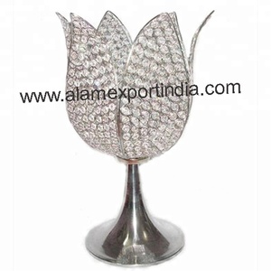 Centro de Mesa de Primera Calidad, Nuevo, para Decoración de Bodas y Hogar, Diseño de Loto de Cristal, Alambre de Metal Galvanizado, Color Dorado - Product Image 2