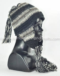 Bonnet tressé Mohawk pour femme, tricot à la mode, avec glands, HHWTH 002 D - Product Image 2