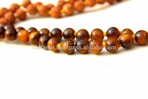 Trending Bohemian Style 6mm Mala Beads Tiger Eye Rudraksha Knotted Tassel <b>Long</b> Unisex Spiritual Natural Stone <b>Necklace</b> - Product Image 2
