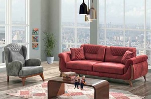 Ensemble de canapés de salon Ramada, style Chesterfield moderne, en bois, pour appartement et hôpital - Product Image 2