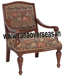 เก้าอี้โซฟาทำจากไม้พร้อมที่วางแขนและดีไซน์แกะสลักด้วยมือสำหรับห้องนั่งเล่นห้องนอนและโรงแรม - Product Image 3