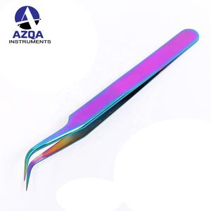 Ensemble de pinces à extensions de cils en titane de couleur arc-en-ciel, droites et courbées, outils pour cils pour une utilisation professionnelle - Product Image 2