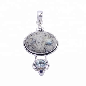 Nouveau produit fournisseur de bijoux faits à la main pendentif en argent sterling 925 K2 multi pierres précieuses bijoux fins pendentifs et collier à breloques - Product Image 1
