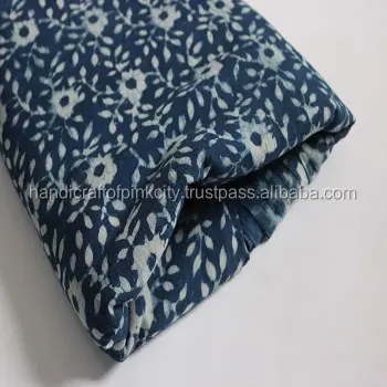 Kain Batik Cetak Dabu Katun Cetakan Shibori Cat Biru Indigo 10 Yard