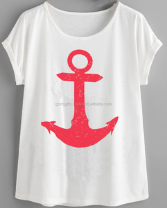 Compras en línea moda oem 100% algodón cuello redondo señoras Camiseta con estampado - Product Image 3