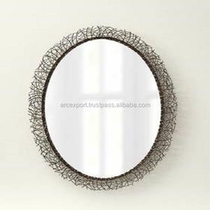 Moderno Coral Nuevo Último Patrón Estilo Nuevo Diseño Colgante de Pared Dormitorio Forma Redonda Metal Color Negro Marco de Espejo de Pared DE LA India - Product Image 1