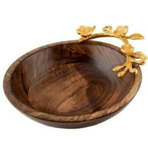 Cuencos de madera de diseño exclusivo, madera vintage con decoración de mesa de Metal, cuencos para servir, plato de diseñador moderno, la mejor calidad - Product Image 1