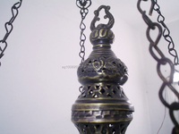 Lustre suspendu islamique de style antique Zahereen BR175 en bronze avec pierres précieuses, pour hôtel, lumière à économie d'énergie à intensité variable, garantie de 3 ans