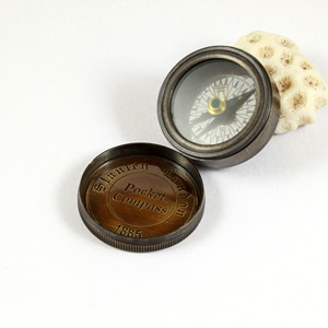 เข็มทิศทิศทางการเดินเรือทำจากทองเหลืองขัดเงาแบบโบราณพกเคสหนังกระเป๋าใส่ทางทะเลทำจากหนังครบรอบ - Product Image 5