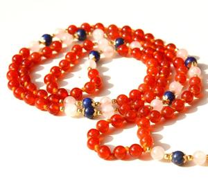 สร้อยคอลูกปัดมาลา108คุณภาพสูงพลอยแดงคาร์เนเลี่ยนภาวนาสายไหมพู่ห้อยสำหรับชาวพุทธไข่มุกสำหรับปาร์ตี้ - Product Image 2
