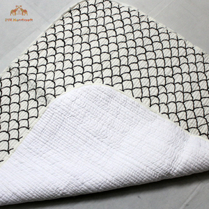 Luxury Indian Hand Block Cotton Kantha Jaal Printed Baby <b>Quilt</b> New Arrival Soft Breathable Muslin Blanket for Bedding - Product Image 4