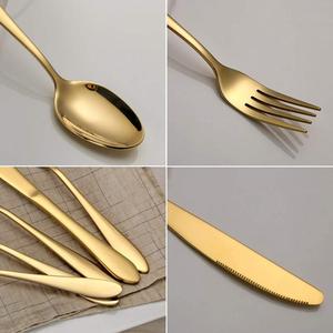Élégant ensemble de couverts en acier inoxydable de haute qualité doré et doré nickelé vieilli pour les hôtels et les fêtes - Product Image 5
