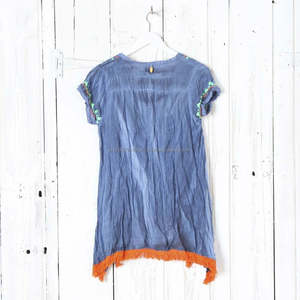 Chemisier en coton brodé, Style musulman, ethnique, Boho, Chic, gitane, ourlet à franges, motif Mandala, tunique de plage, vente en gros, 2020 - Product Image 2