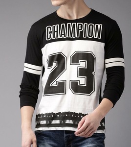 เสื้อยืดแขนยาวคอวีสำหรับผู้ชายสีดำสั่งทำ - Product Image 3