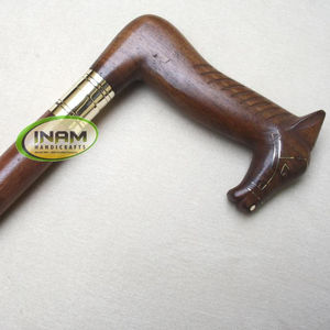Bastón y lata de madera hechos a mano con mango de caballo de madera bastón de senderismo con punta de goma - Product Image 2