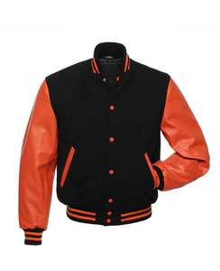 Chaqueta de cuero personalizada para hombre, chaqueta de béisbol de lana con manga de cuero, venta al por mayor - Product Image 4