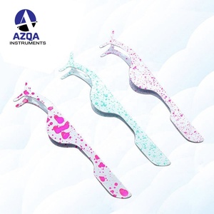 Pince à épiler incurvée multicolore en acier inoxydable, outil d'application pour faux cils, extensions et grappes de cils, usage beauté - Product Image 5