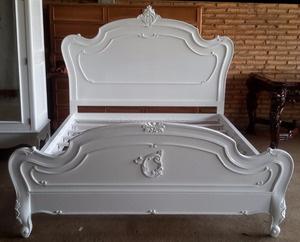 Marco de cama de madera de caoba maciza de estilo francés Luis XV para el hogar, Hotel, Villa, apartamento, muebles de dormitorio de tamaño Queen tallados antiguos - Product Image 2