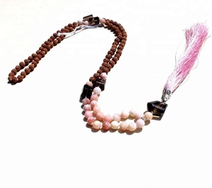 Collares de cuentas de Yoga hechos a mano para artistas indios, de alta calidad, color rosa Ópalo, 108 - Product Image 6