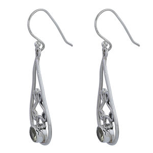 Round Shape Lemon Quartz Gemstone 925 <b>Sterling</b> <b>Silver</b> <b>Dangle</b> <b>Earrings</b> Jewelry Fashionable <b>Earring</b> for Wedding, Gift, Party. - Product Image 2