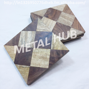 European Classic Square <b>Cork</b> MDF <b>Coaster</b> Holder with Walnut <b>Coaster</b> Mat and Pad for Sublimation and Tabletop Decoration - Product Image 2