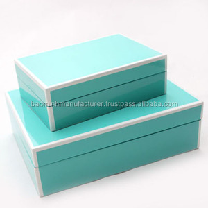 Boîte en laque bleue écologique avec bordure blanche - Product Image 6
