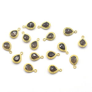 Cuarzo ahumado Forma de pera 925 Bisel de plata esterlina Colgante chapado en oro Fabricación de joyas hechas a mano - Product Image 2