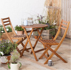 Moderno estilo francés Acacia madera Bistro Set muebles de exterior para jardín Patio sala de estar Hotel componentes de plástico para - Product Image 1