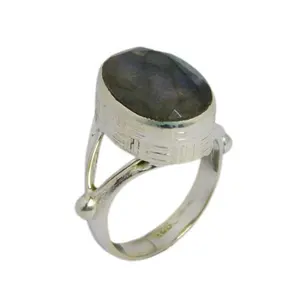 New Style Natural Labradorite Gemstone 925 Sterling Silver Ring Solid Handmade Silver Jewelry Wholesale Rings Suppliers