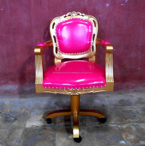 เฟอร์นิเจอร์ไม้ในร่มมะฮอกกานี: ร้อนสีชมพูทองร้านหมุนเก้าอี้แกะสลักสไตล์คลาสสิก - Product Image 2