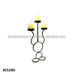Handmade Black Candle Holder Wrought Iron Three Candle Stand for Home Decoration - Product Image 1