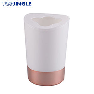 Soporte para cepillo de dientes con forma de cilindro redondo moderno blanco/amarillo ecológico de poliresina - Product Image 6