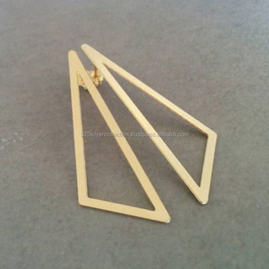 Minimalist <b>Gold</b> Plated Brass Geometric Stud <b>Earrings</b> New Design for Gifts Parties Engagements or Anniversaries - Product Image 2