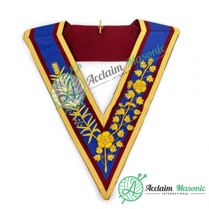 Tablier et col de robe complète Mark Grand Officers avec décoration en dentelle de tissu brodé Badge de marque maçonnique à coudre Reglia - Product Image 2