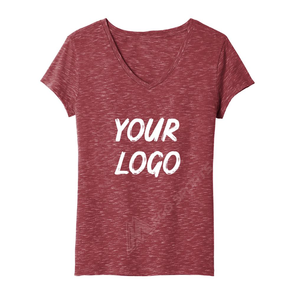 Custom Designed Womens Plus Size Solid Pattern Loose V Neck Short Sleeve Yoga Sports Gym Fitness T-Shirt Custom Logo Embroidery