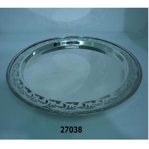 ถาดเสิร์ฟทรงกลมสีเงินสลักสำหรับห้องครัวและร้านอาหารในบ้าน - Product Image 1