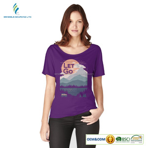 Las mujeres t-shirt, Impresión de Bangladesh proveedor 100% Camiseta de algodón camisa de polo - Product Image 6