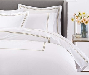 Juego de ropa de cama con diseño de líneas bordadas, hotel de lujo, 5 estrellas, 2 unidades - Product Image 1