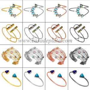 Pendientes de alambre de oreja colgantes chapados en oro de diseñador hechos a mano de Plata de Ley 925 regalo de boda de moda para mujer - Product Image 5