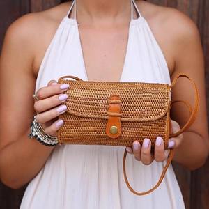 กระเป๋าทรงสี่เหลี่ยมหวายสไตล์ธรรมชาติสำหรับผู้หญิงทำด้วยมือทำโลโก้ตามสั่งโบว์ผ้าฝ้ายทำด้วยมือจากเวียดนามสำหรับฤดูร้อน - Product Image 6