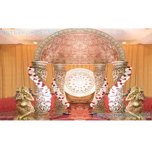 Indische Hochzeits zeremonie Dom Mandap Süd indische Art Hochzeit Mandap/Bühnen hochzeit Goldene Mandap mit Halbdom