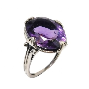 Anillo de Plata de Ley 925, anillo de piedras preciosas de amatista, venta al por mayor, joyería de plata hecha a mano para mujer - Product Image 1
