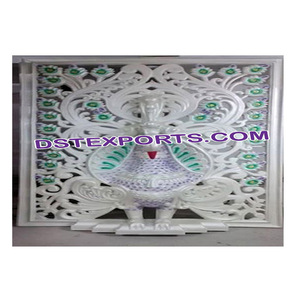 แผงนกยูงสำหรับเวทีงานแต่งงาน,แผงฉากหลังนกยูงสีขาวดีไซน์ล่าสุดสำหรับตกแต่งงานแต่งงาน - Product Image 1