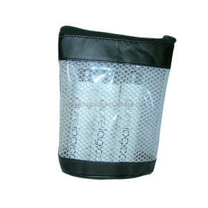 Pochette cosmétique en maille personnalisée avec fermeture éclair et miroir, 5 pièces - Product Image 1