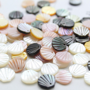 Wholesale 10mm scallops shape shell carved flower beads natural shell beads for DIY necklace bracelet making